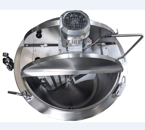 kocioł warzelny, ze stali nierdzwenej, rzut z góry, uchylone drzwi pokrywy.JPG