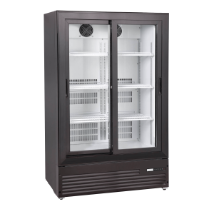 Szafa chłodnicza przeszklona DC287SLBC | drzwi przesuwne | czarna | 302 l